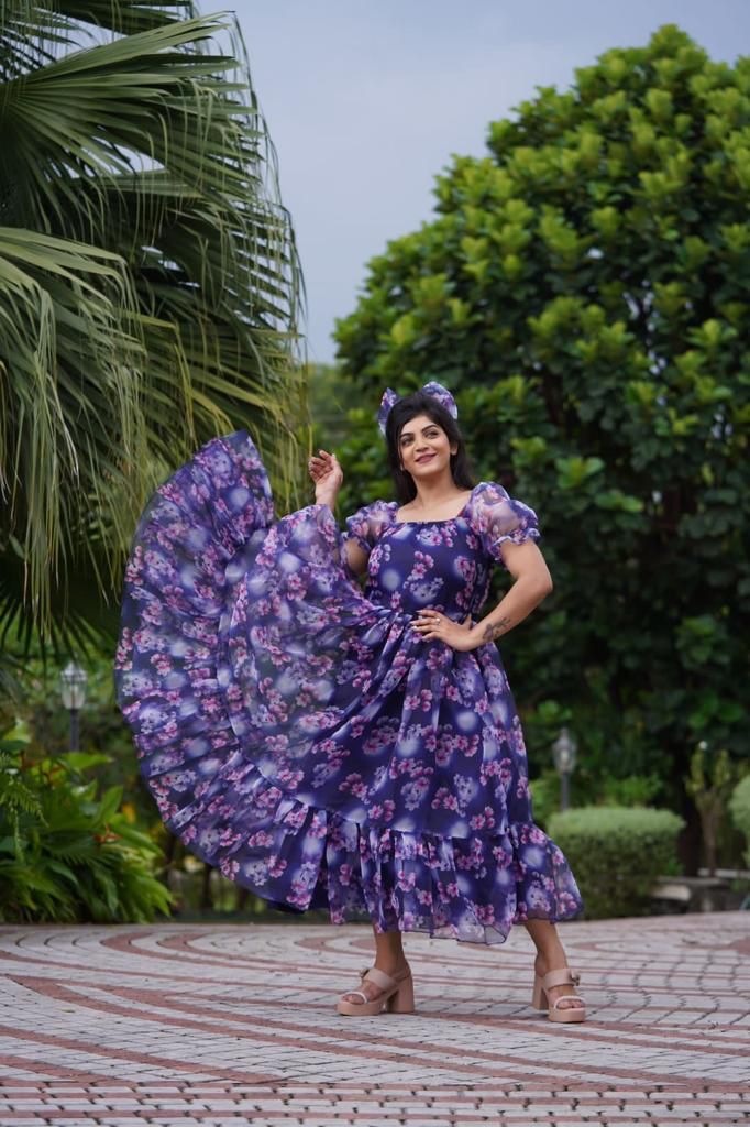 White Floral Organza Summer Maxi Catalogue
